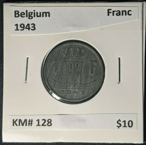 Belgium 1943 Franc KM# 128 #1298