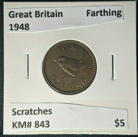 Great Britain 1948 Farthing 1/4dKM# 843 Scratches #1952    #16A