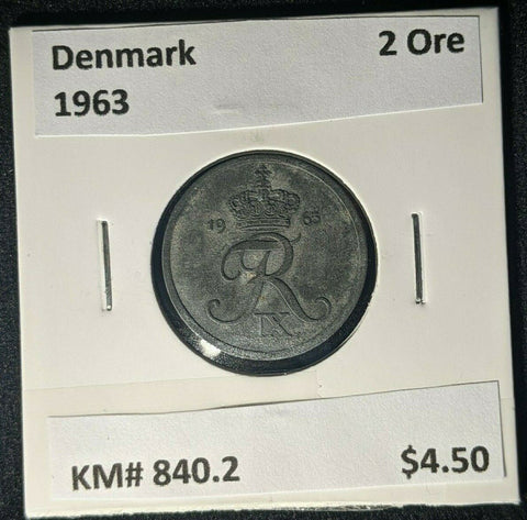 Denmark 1963 2 Ore KM# 840.2 #1796