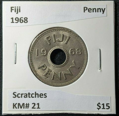 Fiji 1968 Penny 1d KM# 21 Scratches #1417