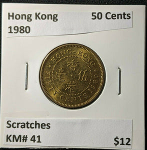 Hong Kong 1980 50 Cents KM# 41 Scratches #1416