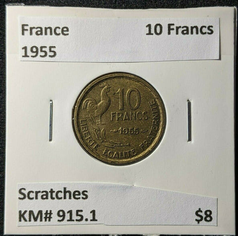 France 1955 10 Francs KM# 915.1 Scratches #1955