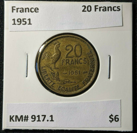France 1951 20 Francs KM# 917.1 #1434