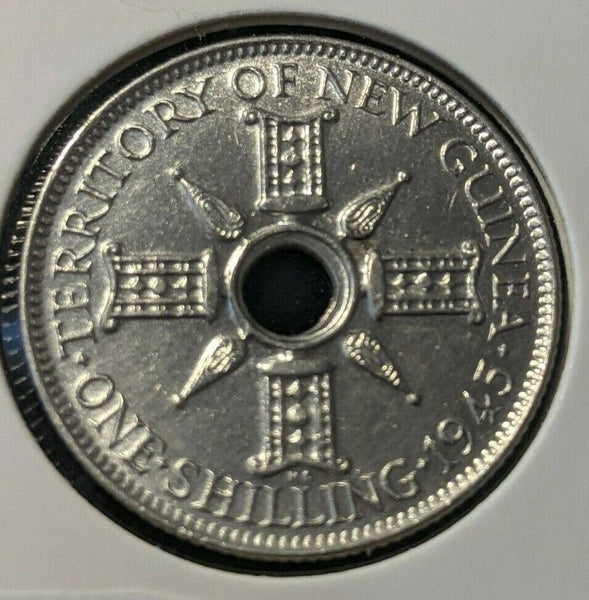 New Guinea 1945 Shilling 1/- KM# 8 Cleaned #1889