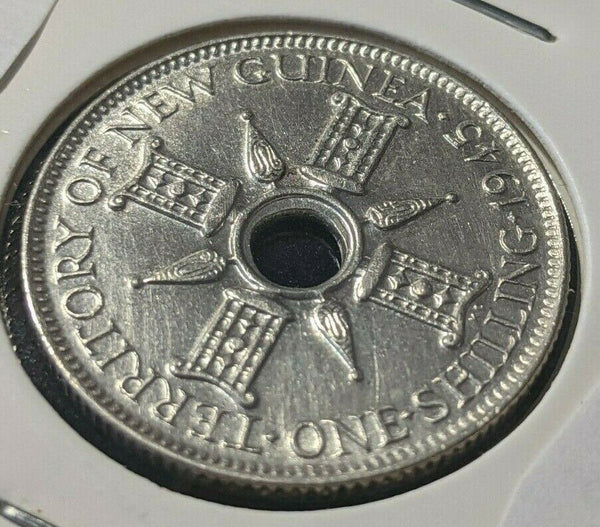 New Guinea 1945 Shilling 1/- KM# 8 Cleaned #1889