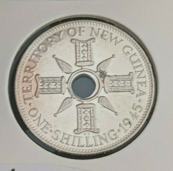 New Guinea 1945 Shilling 1/- KM# 8 Cleaned #1889