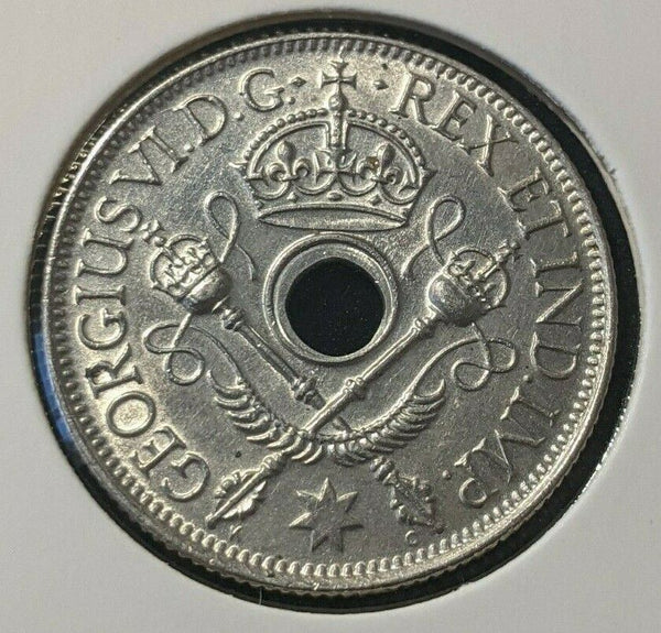 New Guinea 1945 Shilling 1/- KM# 8 Cleaned #1889