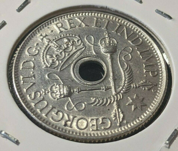 New Guinea 1945 Shilling 1/- KM# 8 Cleaned #1889