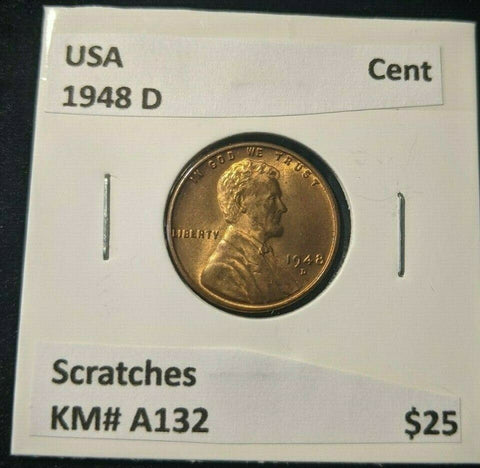 USA 1948 D Cent KM# A132 Scratches #085