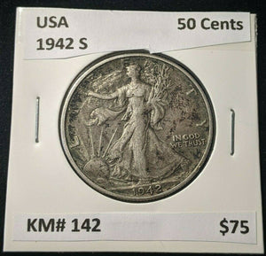 USA 1942 S 50 Cents KM# 142 #068    10A