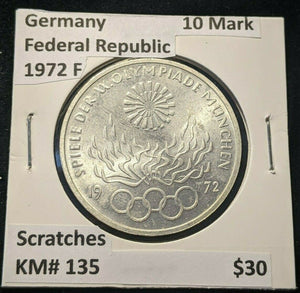 Germany Federal Republic 1972 F 10 Mark KM# 135 Scratches #192   8B