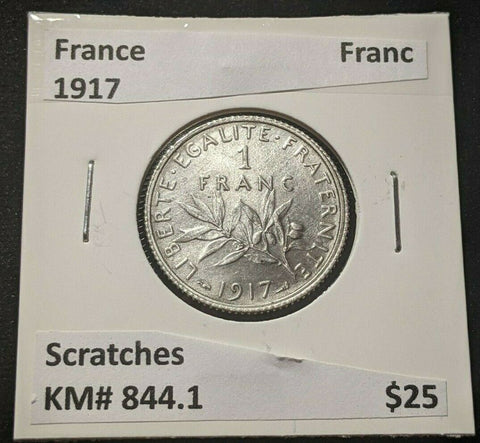 France 1917 Franc KM# 844.1 Scratches #223