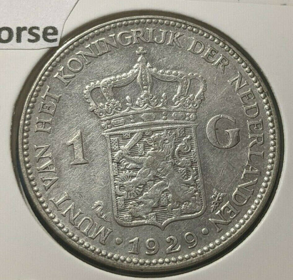 Netherlands 1929 Seahorse Gulden KM# 161.1 Cleaned #246