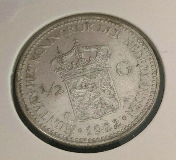 Netherlands 1922 1/2 Gulden KM# 160 Scratches #035