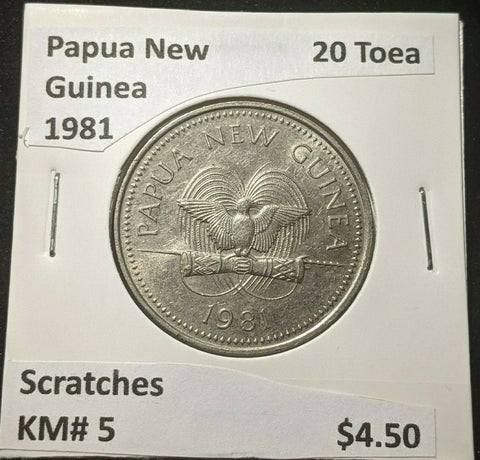 Papua New Guinea 1981 20 Toea KM# 5 Scratches #046