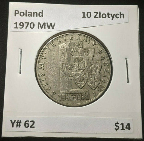 Poland 1970 MW 10 ZÅ‚otych Y# 62 #050