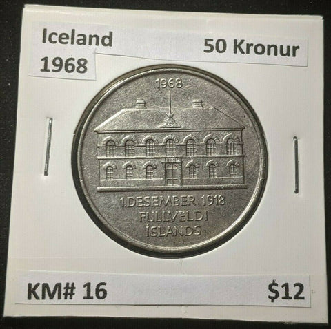 Iceland 1968 50 Kronur KM# 16 #053