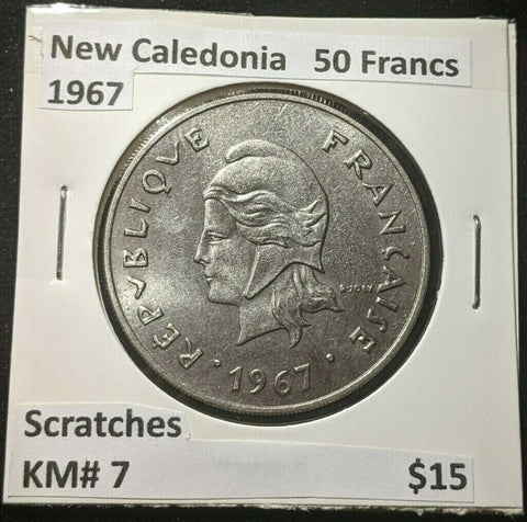 New Caledonia 1967 50 Francs KM# 7 Scratches #058