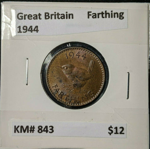 Great Britain 1944 1/4d Farthing KM# 843 #334