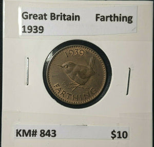 Great Britain 1939 1/4d Farthing KM# 843 #255