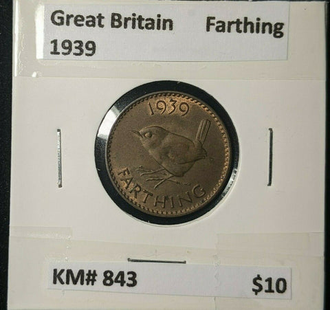 Great Britain 1939 1/4d Farthing KM# 843 #281