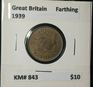 Great Britain 1939 1/4d Farthing KM# 843 #279