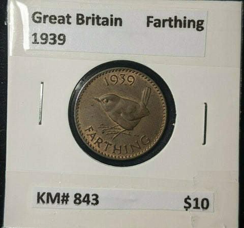 Great Britain 1939 1/4d Farthing KM# 843 #280