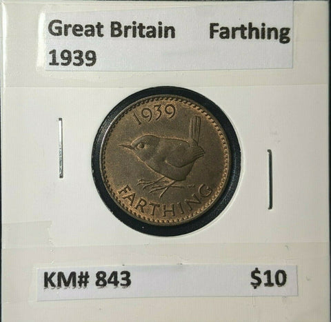 Great Britain 1939 1/4d Farthing KM# 843 #057