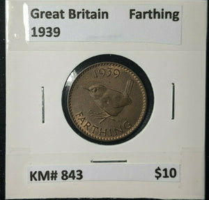 Great Britain 1939 1/4d Farthing KM# 843 #227