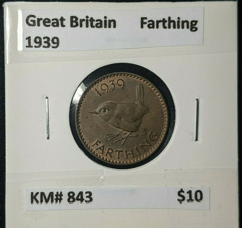 Great Britain 1939 1/4d Farthing KM# 843 #070