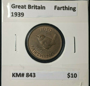 Great Britain 1939 1/4d Farthing KM# 843 #051