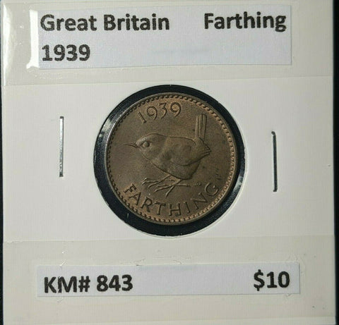 Great Britain 1939 1/4d Farthing KM# 843 #095