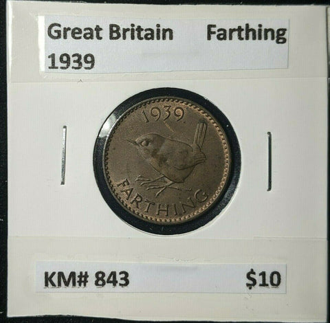 Great Britain 1939 1/4d Farthing KM# 843 #068