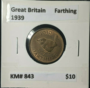 Great Britain 1939 1/4d Farthing KM# 843 #123