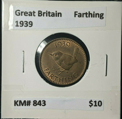 Great Britain 1939 1/4d Farthing KM# 843 #123
