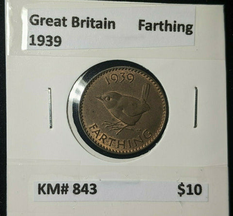 Great Britain 1939 1/4d Farthing KM# 843 #161