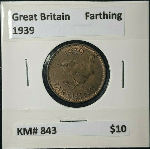 Great Britain 1939 1/4d Farthing KM# 843 #010