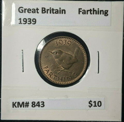 Great Britain 1939 1/4d Farthing KM# 843 #086