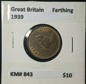 Great Britain 1939 1/4d Farthing KM# 843 #114