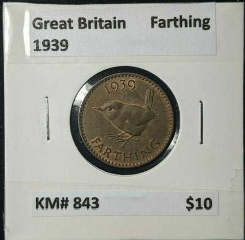 Great Britain 1939 1/4d Farthing KM# 843 #093