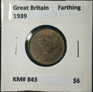 Great Britain 1939 1/4d Farthing KM# 843 #129