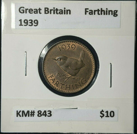 Great Britain 1939 1/4d Farthing KM# 843 #030