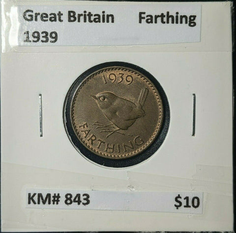 Great Britain 1939 1/4d Farthing KM# 843 #089