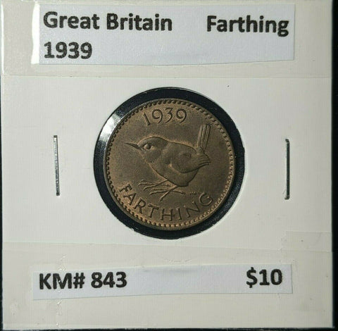 Great Britain 1939 1/4d Farthing KM# 843 #071