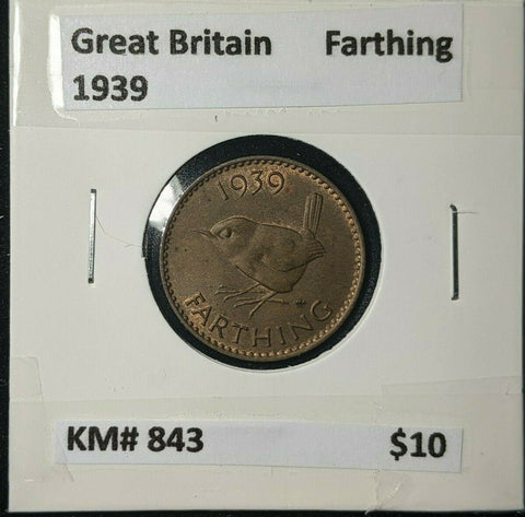 Great Britain 1939 1/4d Farthing KM# 843 #011