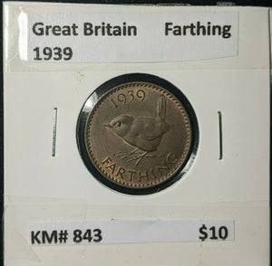 Great Britain 1939 1/4d Farthing KM# 843 #205