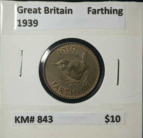 Great Britain 1939 1/4d Farthing KM# 843 #190