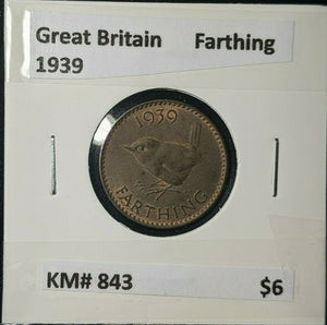 Great Britain 1939 1/4d Farthing KM# 843 #163
