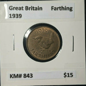 Great Britain 1939 1/4d Farthing KM# 843 #253