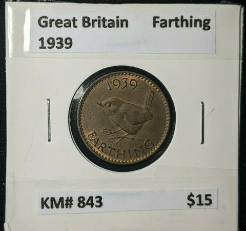 Great Britain 1939 1/4d Farthing KM# 843 #017